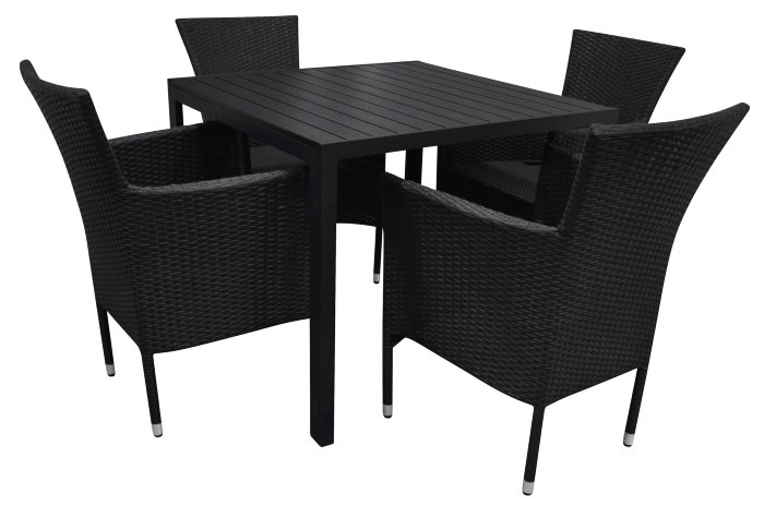 Havestol Bangkok i metal og sort polyrattan - Sunlife